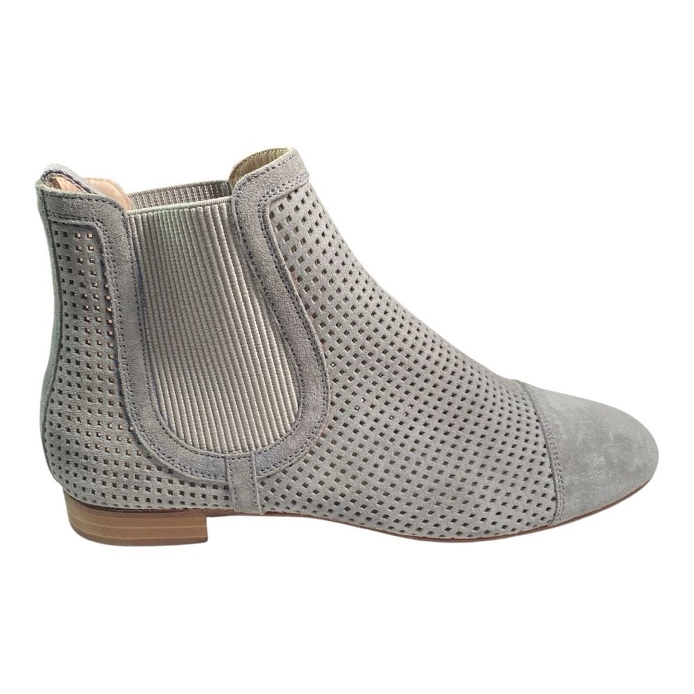 Gray Perforated Ankle Boots